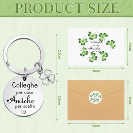 Tenare Colleague Gifts Keyring with Four Leaf Clover Pendant Wooden Ballpoint Pen Greeting Card Envelope Farewell Gifts for Colleagues Christmas Birthday Thank You Retirement, as shown