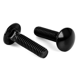 1/4-20 x 1-3/4" Carriage Bolts Screws, Stainless Steel 18-8 (304), Round Head, Square Neck, Fully Threaded, Black Finish, 25 PCS