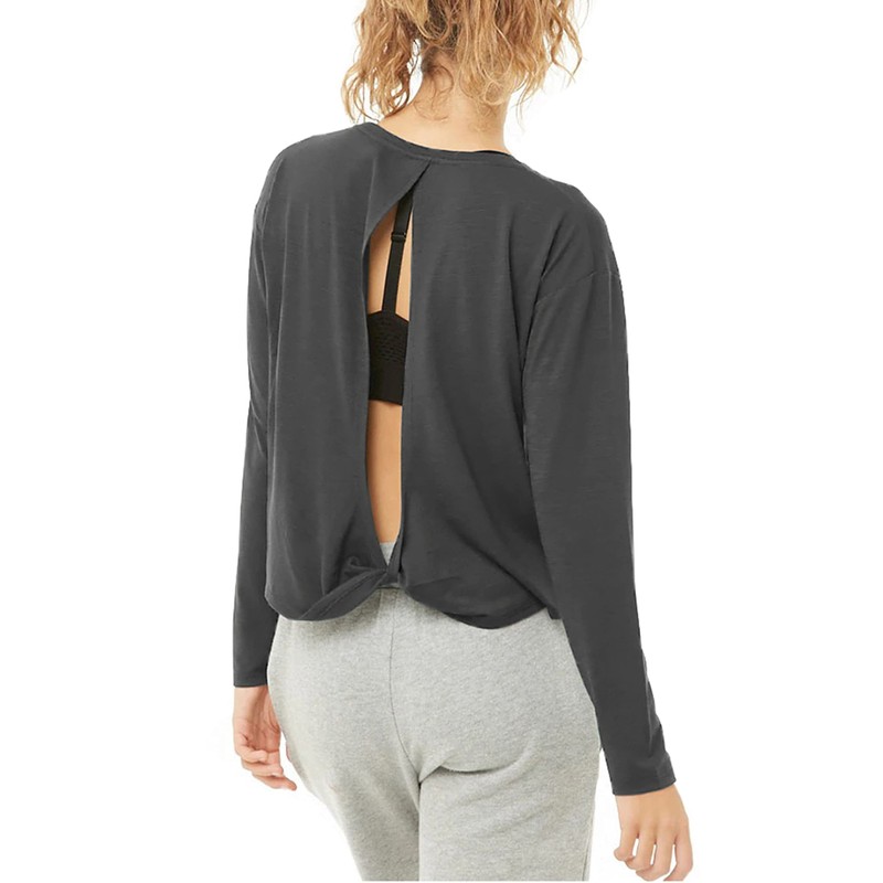 Bestisun Long Sleeve Workout Clothes Open Back Athletic Shirts Athletic
