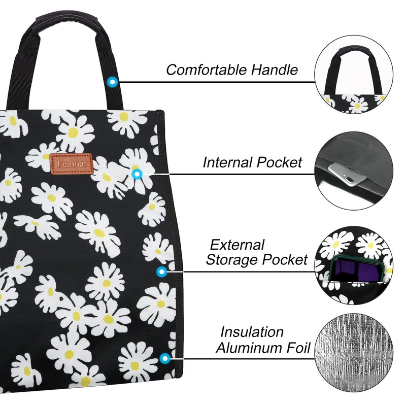 Femuar Lunch Bags for Women Insulated Reusable Lunch Tote with