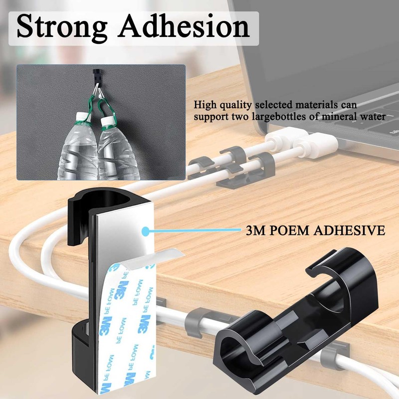 40 PCS Cable Clips Black (Small & Large),Adhesive Cable Clips