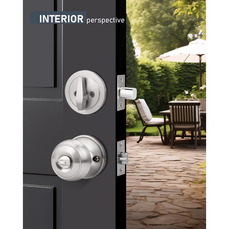 Brotima 3 Pack Keyed Alike Front Door Knob and Deadbolt