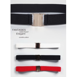 XiFiMak - Cinturón de cintura delgado para mujer, elástico completo, hebilla dorada simple, estrecha, para vestido/faldas/camisa, Blanco, L