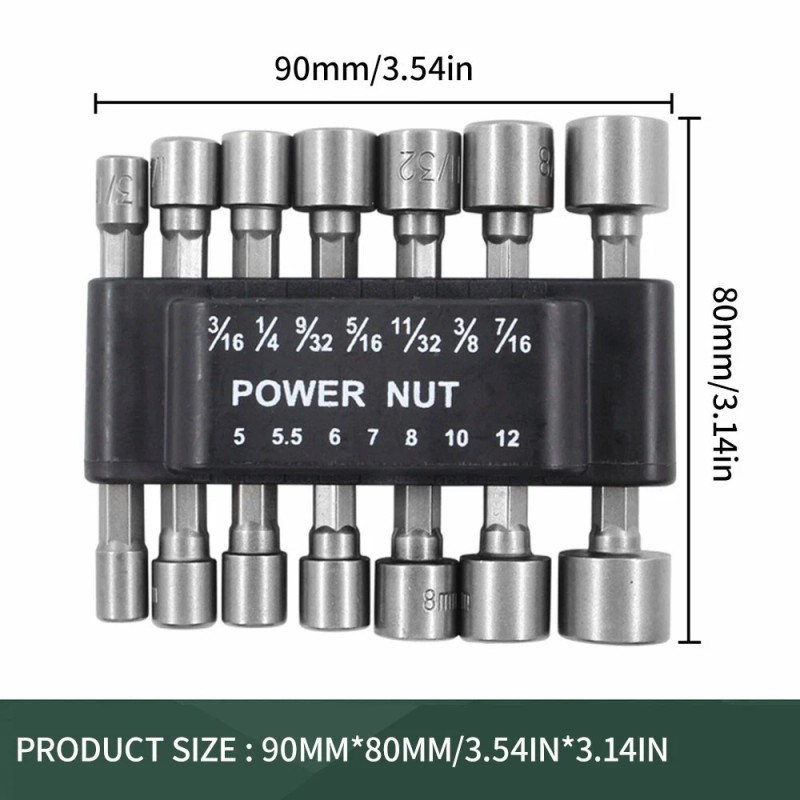 Power 14Pcs Power Nuts Driver Drill Bit Set Metric Socket