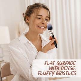 Profusion Cosmetics Artistry Series Large Flat Powder Brush, Airbrushed Application of Powder Products With Soft Touch Matte Finish, Waved Handle for Optimum Grip, and Lightweight Balance