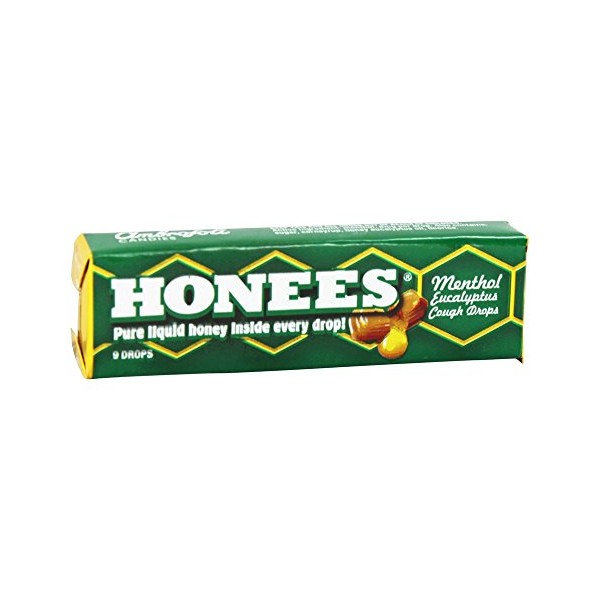 Honees - Liquid Honey Menthol Euclayptus Drops - 9 Lozenges (pack of 3)