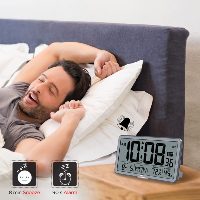 WallarGe Auto Set Digital Wall Clock Battery Operated, Desk Clocks