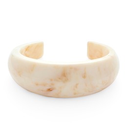 HUAYUNFANG Beige Chunky Acrylic Resin Cuff Bangle Bracelet for Women Cream Resin Bracelets Trendy Acetate Mottled Plate Cuff Bracelet Statement Jewelry