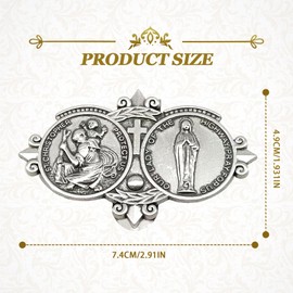 Silver Car Driver Visor Clips Car St Christopher Catholic Visor Clip Highway Visor Clip St Christopher Medal Saint Christoper Clips for Cars Driving Decorations(2 Pieces)