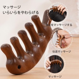 FineGood ヘアコーム とき櫛 頭皮マッサージ 檀木櫛 マッサージコーム 頭皮ツボ押し 経絡マッサージ 多機能 頭皮 顔 首 デコルテ用 人気 男女兼用（イルカの形（穴あけ））