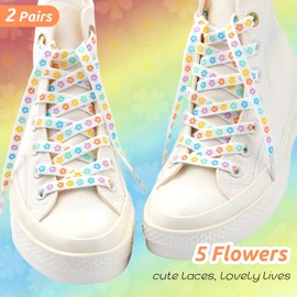 Handshop Flat Shoelaces 5/16" - Shoe Laces Replacements For Sneakers and Athletic Shoes Boots 5 Flowers 160cm