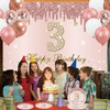 Rose Gold Pink 3rd Birthday Banner Backdrop for Girls,3 Years
