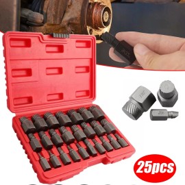 Unbranded Multi-Spline Screw Extractor Set Hex Head Bit Socket Wrench Bolt Remover 25Pcs