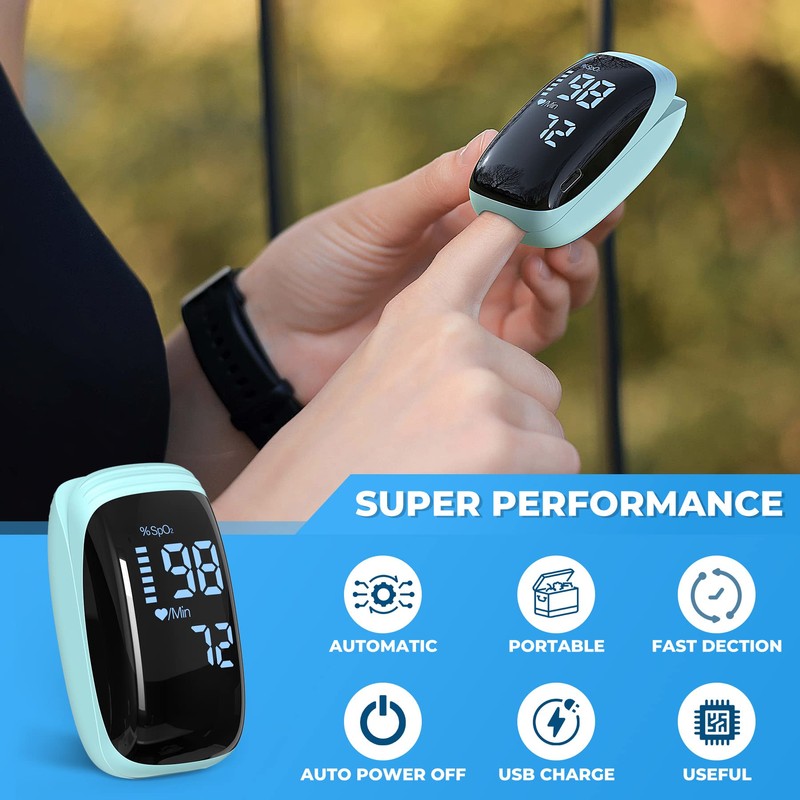 Finger Pulse Oximeter, Fingertip Blood Oxygen Saturation with Pulse Monitor