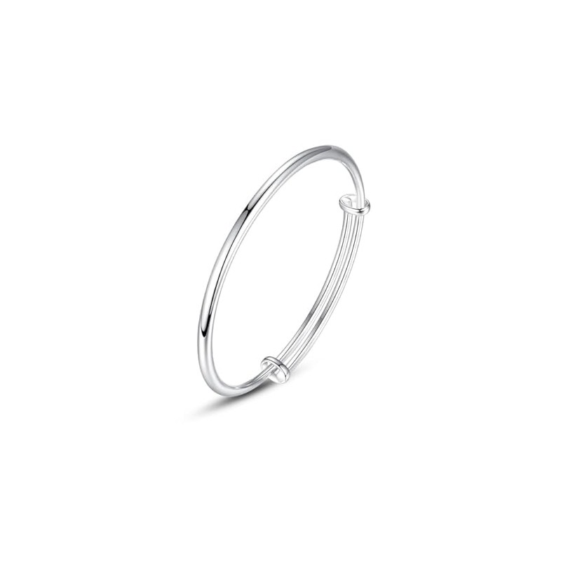 KFRS Sterling Silver Bangle Bracelets for Women,Fashion Versatile Simple Adjustable