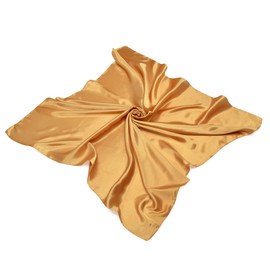 TrendsBlue Elegant Large Silk Feel Solid Color Satin Square Scarf Wrap 35 Inch, Mustard