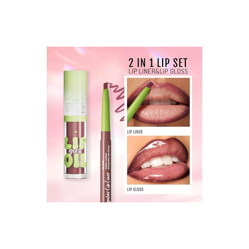 2 en 1 Perfilador de Labios y Brillo de Labios,