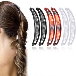 JEYORZY 6 Stück Bananenspange Haare, Bananenspangen, Retro Banana Clip Vintage, lange Haarspangen Bananenhaarkamm, Groß Banana Hair Clip, Bananen Haarspange Bunten, Pferdeschwanz Halter Clip für Damen