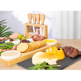 LINCHANE Charcuterie Board Gift Set with Large Embedded Removable Slate Serving Tray House Warming Gift New Home, Wedding Gifts for Couple, Bridal Shower Gift (Lightweight Charcuterie Board)