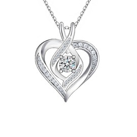 Mothers Day Gifts for Mom Moissanite Diamond Heart Necklace for Women 925 Sterling Sliver Infinity Heart Pendant Necklace Jewelry for Mother from Daughter Son