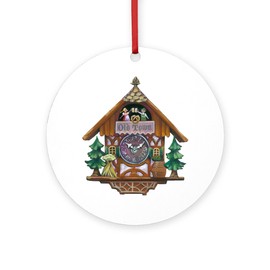 CafePress Cuckoo Clock Round 4" MDF Holiday Ornament
