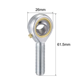 sourcing map 2pcs POS10 Spherical Rod End Bearing 10mm Bore Self-lubricated Joint Bearing M10x1.5 Right Hand Male Thread Connector