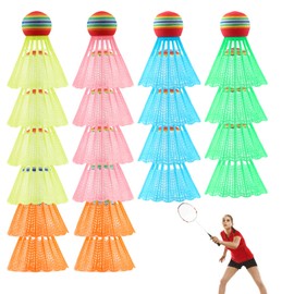 CHENYU Pack of 20 Shuttlecock Plastic Badminton Balls Coloured Badminton Balls with High Stability and Durability Shuttlecocks for Indoor Outdoor Sports Training Competition Movement Entertainment