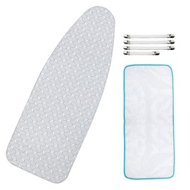 Extra-Wide Ironing Board Cover and Pad Replacement with Scorch and Stain Resistant Thick Padding and Elasticized Edge 18" x 49" Ironing Board Covers 4 Fasteners and 1 Protective Scorch Mesh Cloth