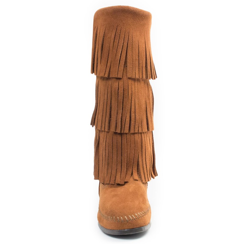 Minnetonka Women's 3-Layer Fringe Boot,Brown,7 M US
