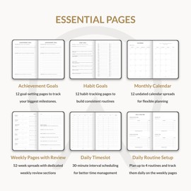 Lasting Pace Undated 52-Week Planner with Habit Tracker – 2024-2025 Goal & Productivity Planner (6" x 9"), Start on Monday, Daily Priorities, Weekly Reflections, and Annual Goal Setting for Time Management & Organization (Charcoal Gray)