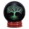 KYEYGWO Natural Black Obsidian Crystal Ball with Wooden Stand Tree