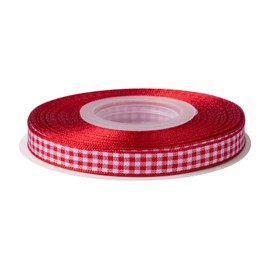 Ribbonitlux Width 0.3 inch (9 mm), Checkered Ribbon, Length 87.6 ft (22 m), Crafts, Clothing, Wrapping, Bowknot Ribbon #250 Red