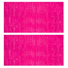 2 Pack Glow in The Dark Party Decorations, 108 X 29.5 Inches Hot Pink & Rose Pink Fringe Table Skirt, Neon Glow Party Supplies, Tinsel Table Skirting for Neon Birthday, Rainbow Table Decors