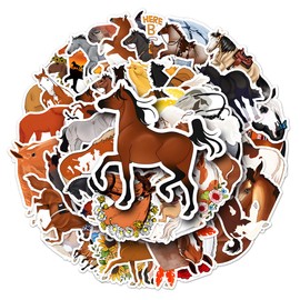 50 Waterproof Cartoon Horse Sticker Set, Creative DIY for Laptop, Mobile Phones, Skateboard, Luggage & More - Suitable for Adults & Children