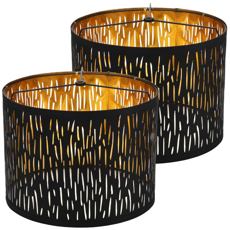 2 Pcs Black Lamp Shades, Hollow Carved Fabric Lampshades for