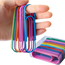 Photway Colourful Paper Clips Large 100 mm, Pack of 40 Bright Vinyl Coated Jumbo Paper Clips for Papers School Office Supplies