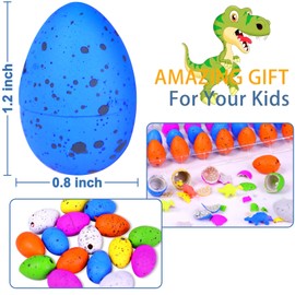 60 Pcs Hatching Dinosaur Eggs Party Favors for Kids Toddlers, Novelty Grow in Water Dino Eggs with Toys Inside Birthday Gifts Goodie Bag Stuffers, Treasure Box Prize for Classroom, Pinata Fillers