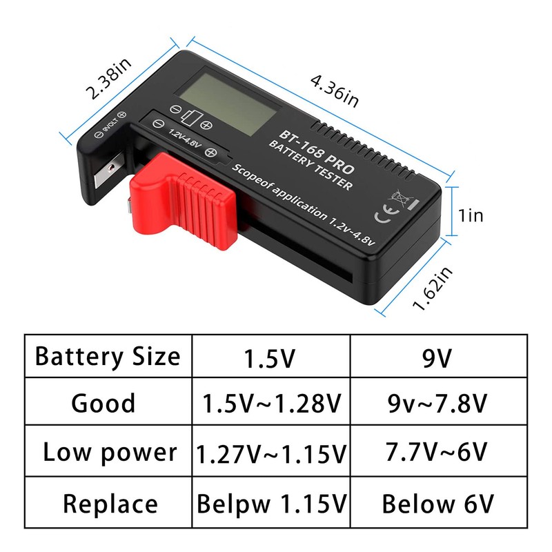 Battery Tester Checker Digital LCD Universal Battery Tester Monitor for