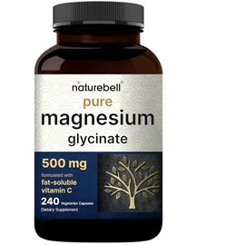 Naturebell Pure Magnesium Glycinate 500mg, 240 Veggie Capsules | 100% Chelated & Purified – 3rd Party Tested, Vegan Friendly, Non-GMO, Filler Free