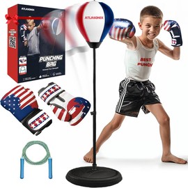 Punching Bag for Kids 8-12 | Kids Punching Bag with Gloves, Boxing Set with Gloves - Fun Karate Ninja Games - Birthday for Boys & Girls - Indoor Outdoor Boxing Equipment