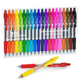 Coloured Gel Pens, Lineon 20 Colours Retractable Gel Ink Pens with Grip, Medium Point(0.7mm) Smooth Writing Pens Perfect for Adults and Kids Journal Notebook Planner, Writing in Office and School