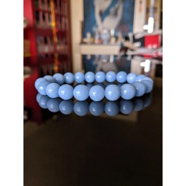 RAYON Angelite Bead Bracelet for Men or Women Stretch 10mm 7" 7.5" 8" 8.5"