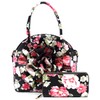 3D Flower Women Handbag and Matching Wallet Set Floral Printed