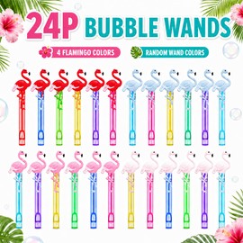 24 Pcs Flamingo Bubble Wands, Luau Party Favors & Goodie Bag Fillers