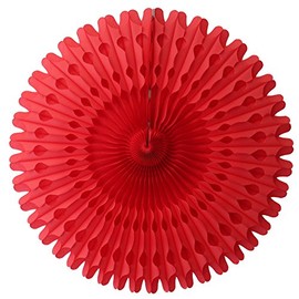 3-Pack 26 Inch Extra-Large Honeycomb Tissue Paper Party Fan Decoration (Red)