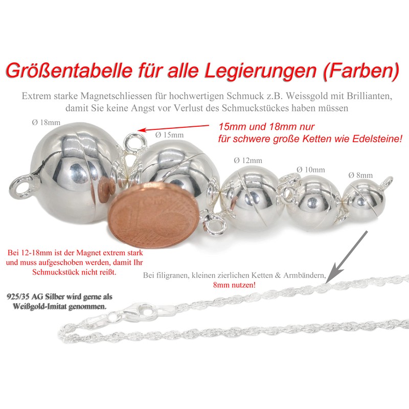 My Home Crystal - Ball Magnetic Clasp, Chain Extension 925