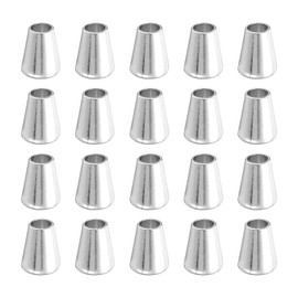 sourcing map 36Pcs Alloy Bell End Stoppers, 12.5mm x 10mm Cord Ends Lock Toggle Cap End Stopper Rope Fasteners for Clothes Backpack Drawstring, Silver