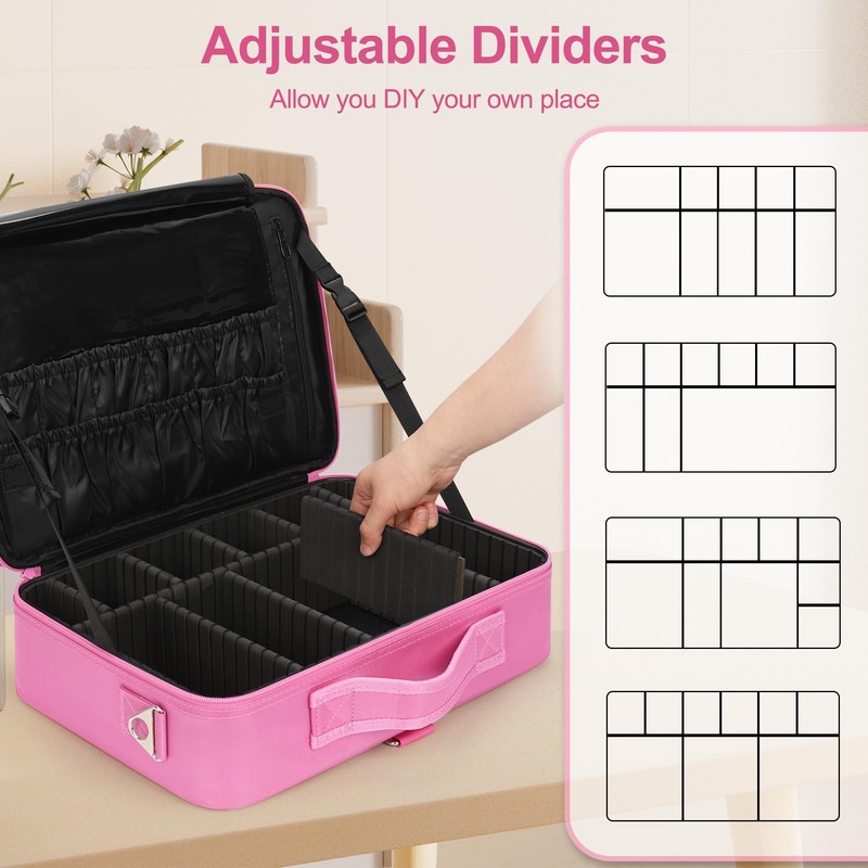 Relavel Makeup Case Large Makeup Bag Professional Train Case Travel