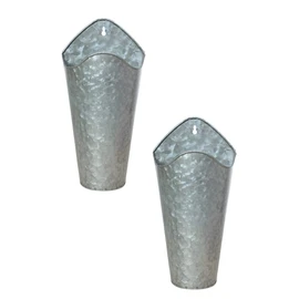 Kisangel 2pcs Iron Wall-Mounted Flower Pots Galvanized Hanging for Decorative Flower Containers for Sturdy and Fashionable Design