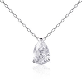 namana Silver or Gold Pendant Necklace for Women Teen Girls, Cute Necklaces for Women in 925 Sterling Silver with Colorful or Clear Cubic Zirconia Teardrop Stones Jewelry for Women, Sterling Silver
